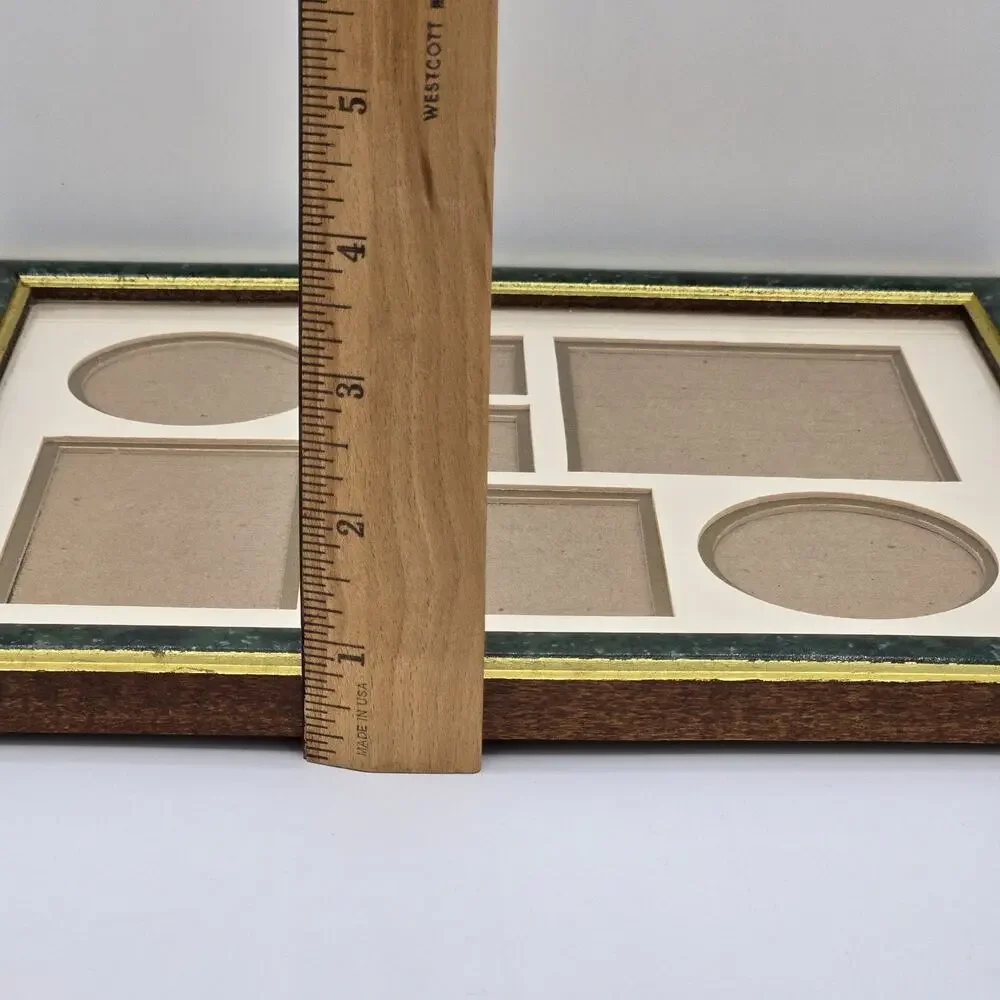 Vintage Green Faux-Marble & Gold Trim 7 Photo Picture Collage Frame